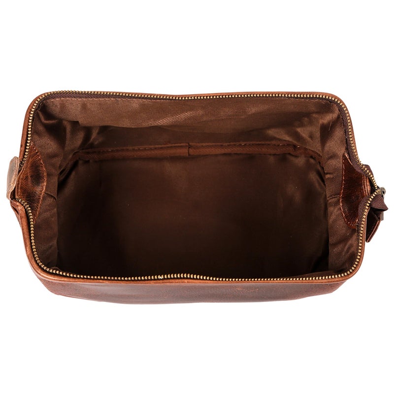 HLC Leather Toiletry Bag for Men - Best Gift for Men - Premium Genuine Leather Dopp Kit Shaving Kit Organizer Travel Kit Pouch Bag for Men - Large Size (Brown) - Image 4